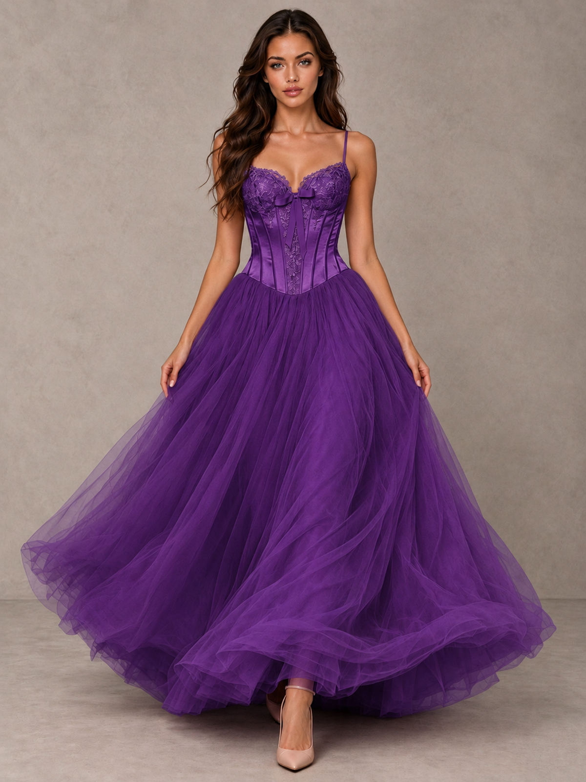 BOLODOO Purple Corset Tulle Prom Dress with Spaghetti Straps - Purple - Purple_4