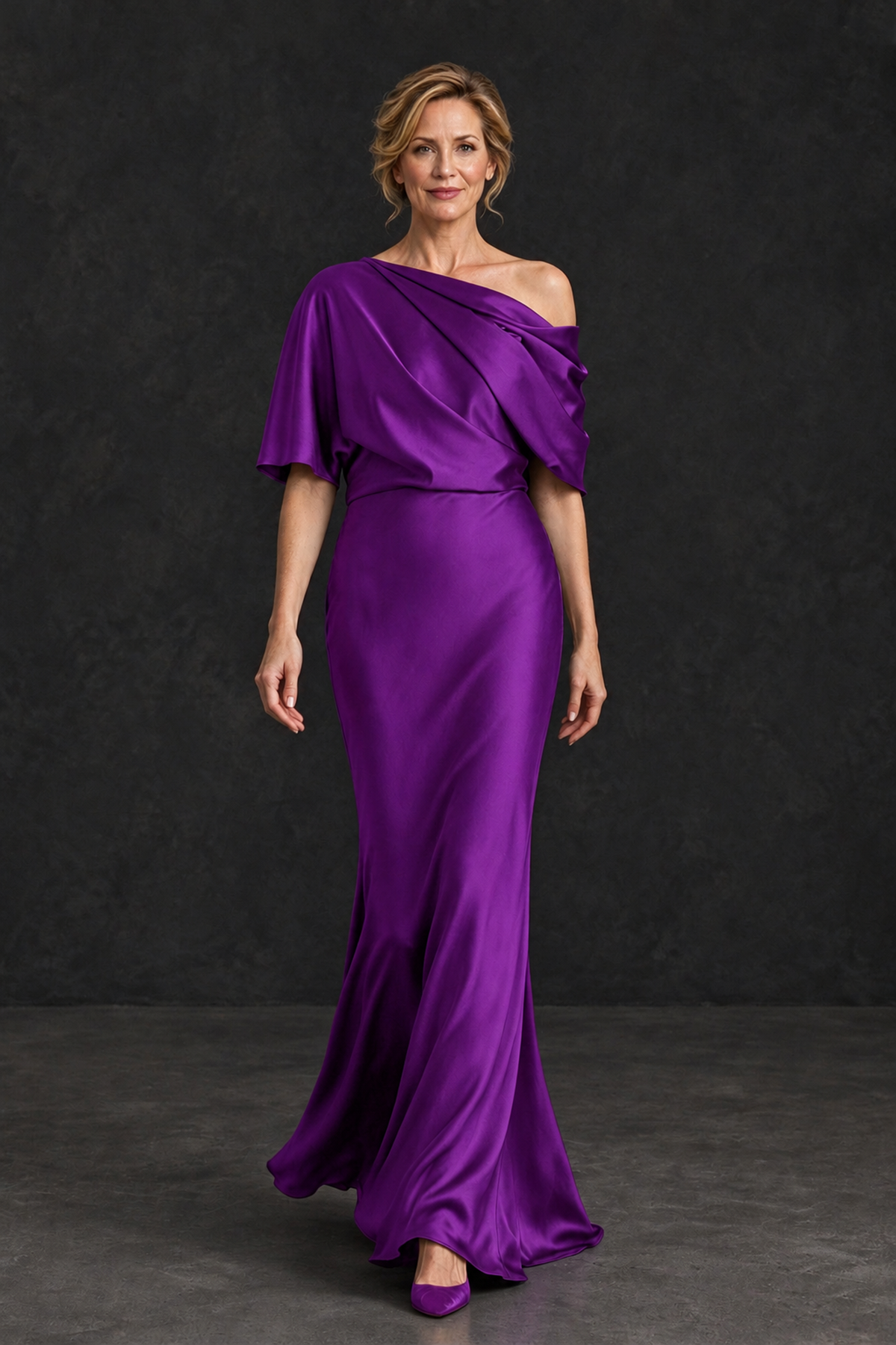 BOLODOO Purple Satin Asymmetric Mother of the Bride Dress - Purple - Purple_4