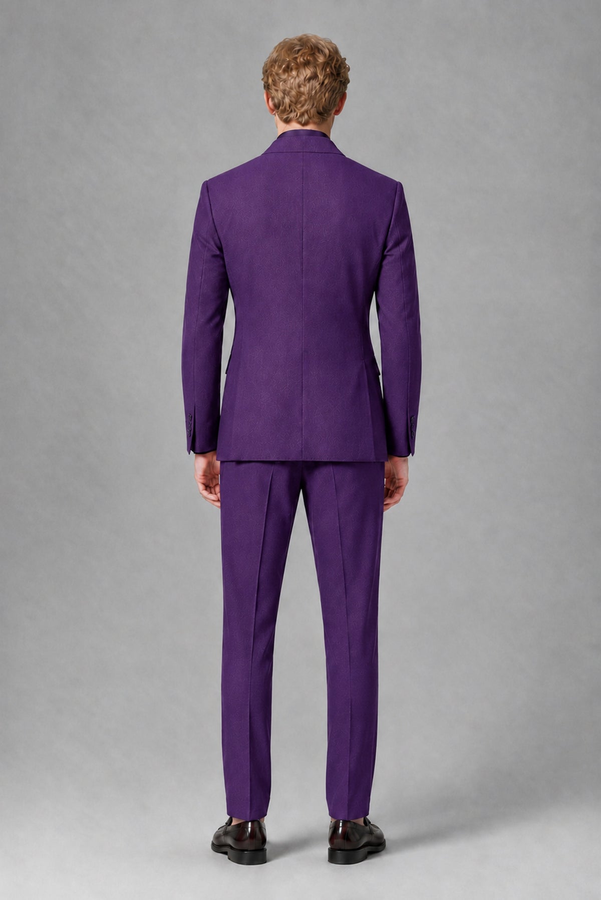 BOLODOO Men's Purple Double-Breasted Two-Piece Suit – Jacket & Trousers - Purple