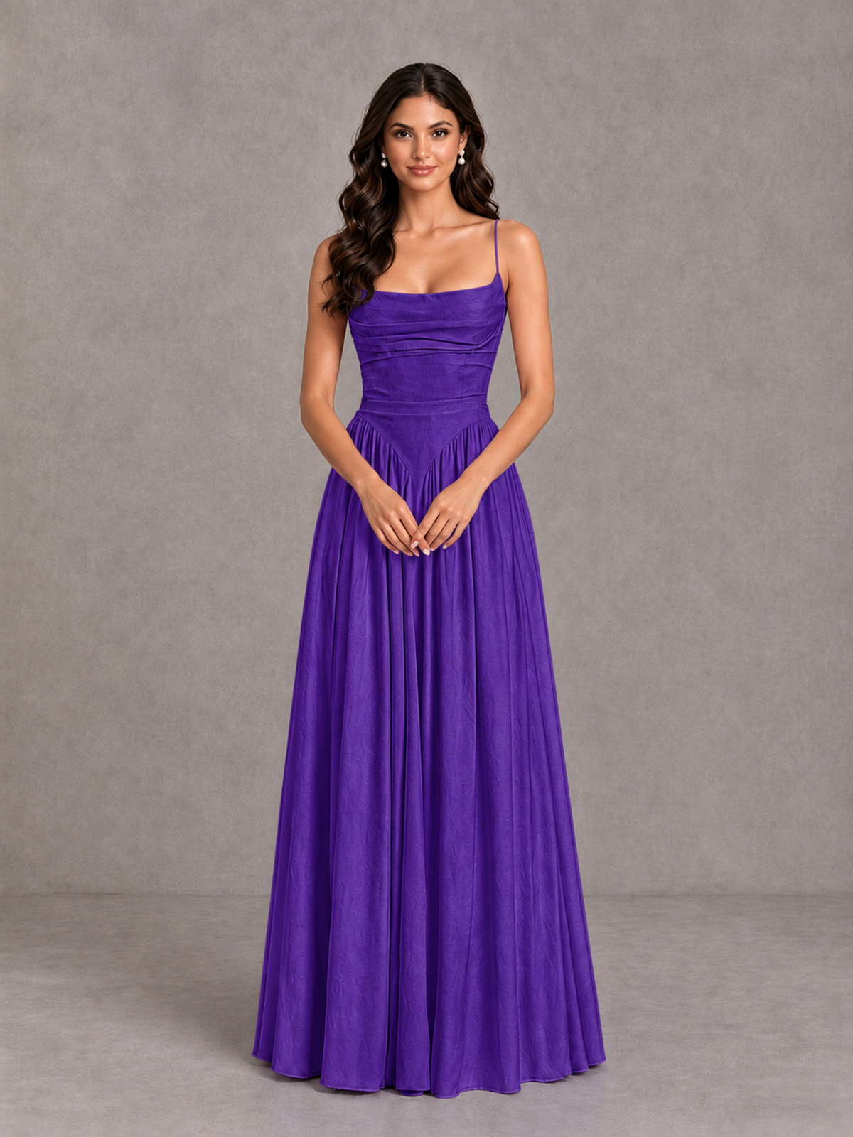 BOLODOO Purple Lace-Up Back A-Line Bridesmaid Dress - Purple - Purple_4