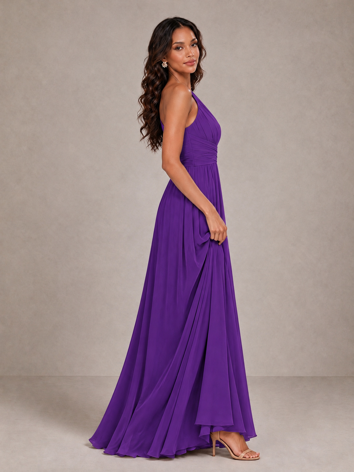 BOLODOO Purple One-Shoulder A-Line Bridesmaid Dress - Purple - Purple_4