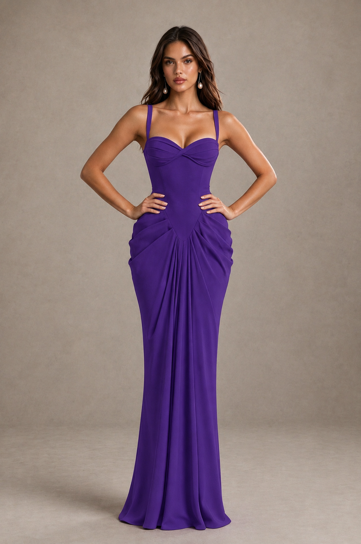 BOLODOO Purple Sweetheart Ruched Lace-Up Back Evening Gown - Purple - Purple_4