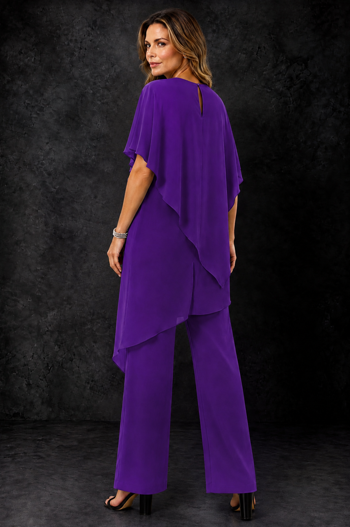 BOLODOO Purple Chiffon Two Piece Mother of the Bride Pant Suit - Purple - Purple_4