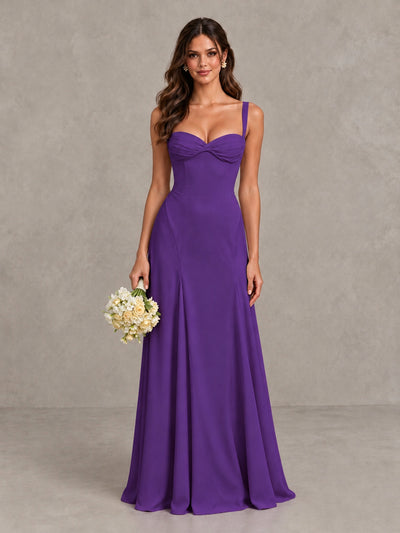 BOLODOO Purple Sweetheart Lace-Up Back Bridesmaid Dress - Purple - Purple (1)