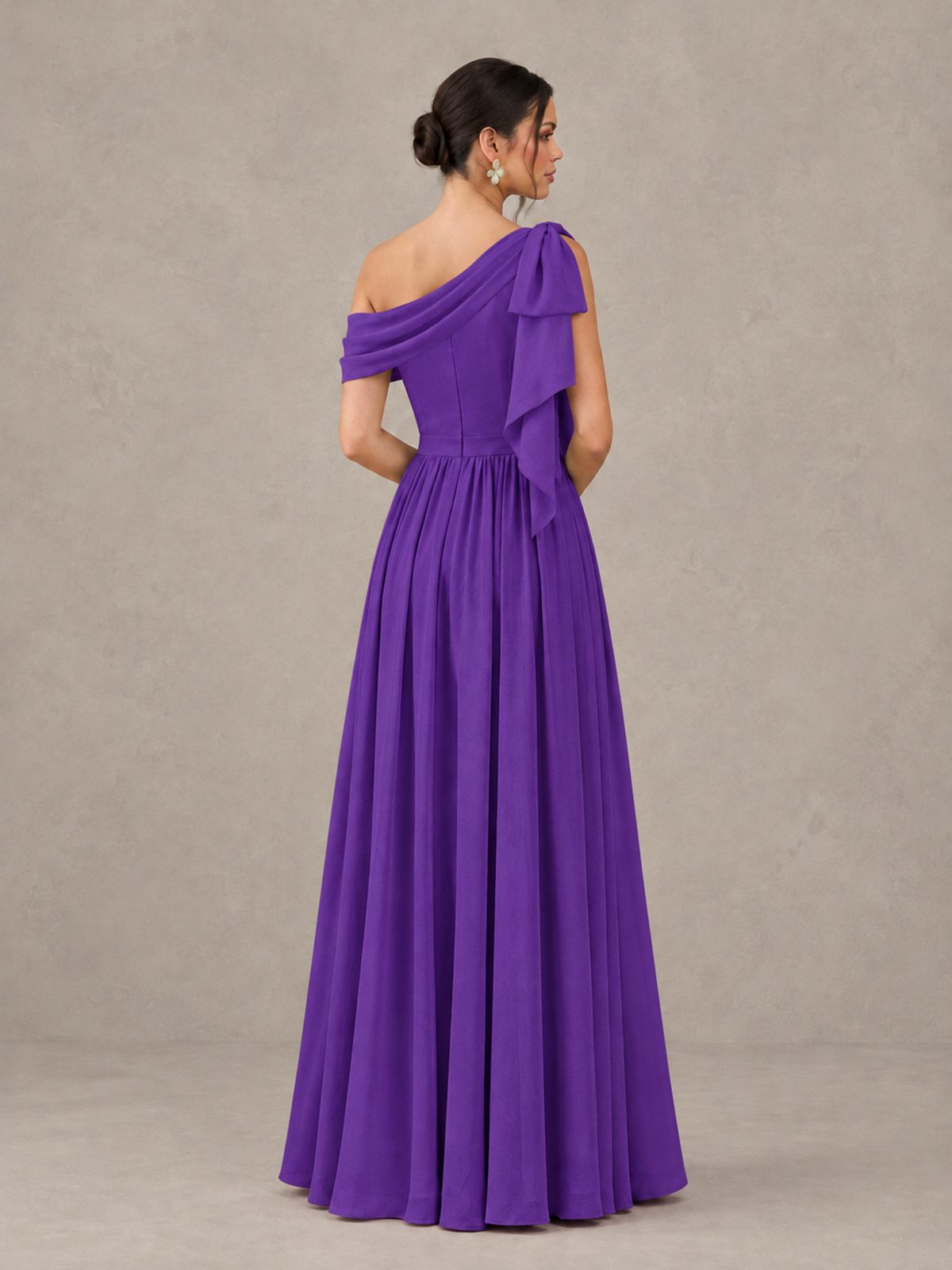 BOLODOO Purple One-Shoulder Maternity Bridesmaid Dress with Slit - Purple - Purple (2)