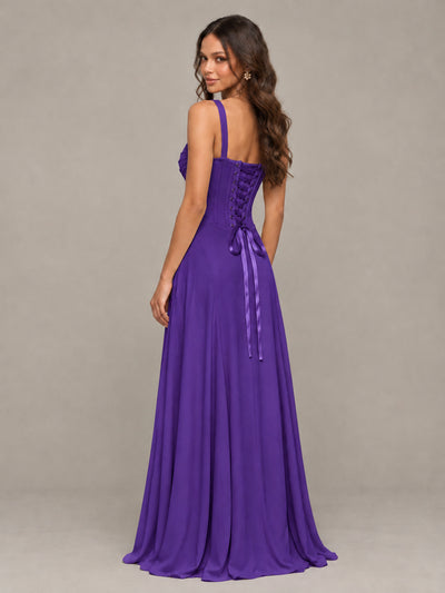 BOLODOO Purple Sweetheart Lace-Up Back Bridesmaid Dress - Purple - Purple (2)