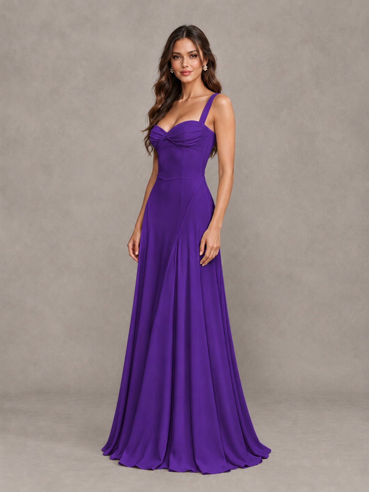 BOLODOO Purple Sweetheart Lace-Up Back Bridesmaid Dress - Purple - Purple (3)
