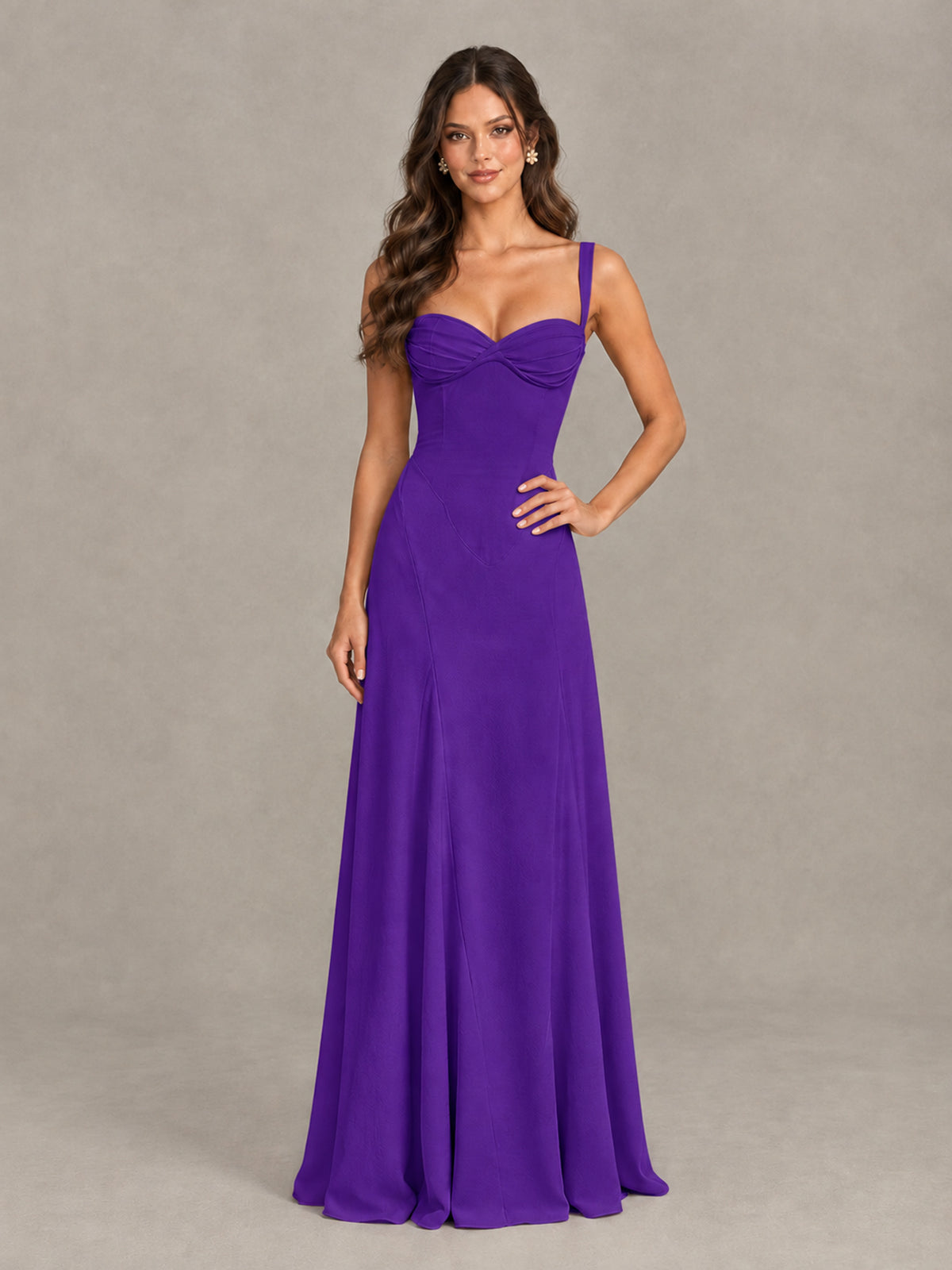 BOLODOO Purple Sweetheart Lace-Up Back Bridesmaid Dress - Purple - Purple (4)