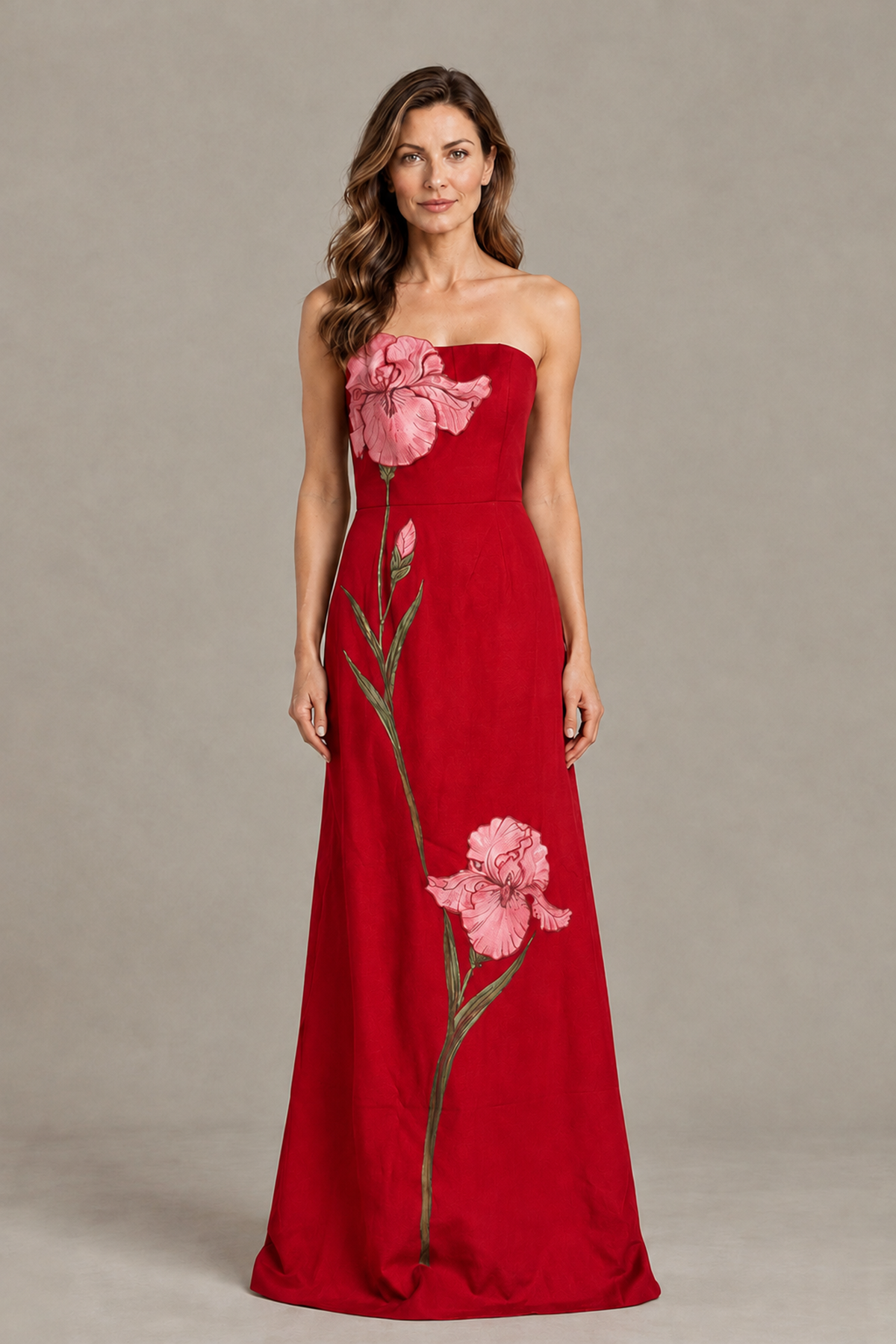 BOLODOO Red Strapless Floral Mother of the Bride Gown - Red - Red_01