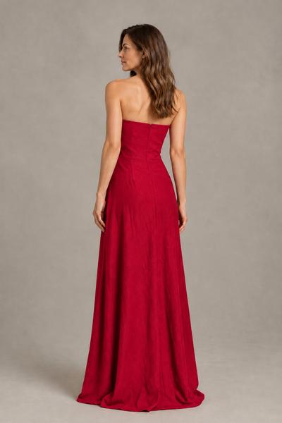 BOLODOO Red Strapless Floral Mother of the Bride Gown - Red - Red_02
