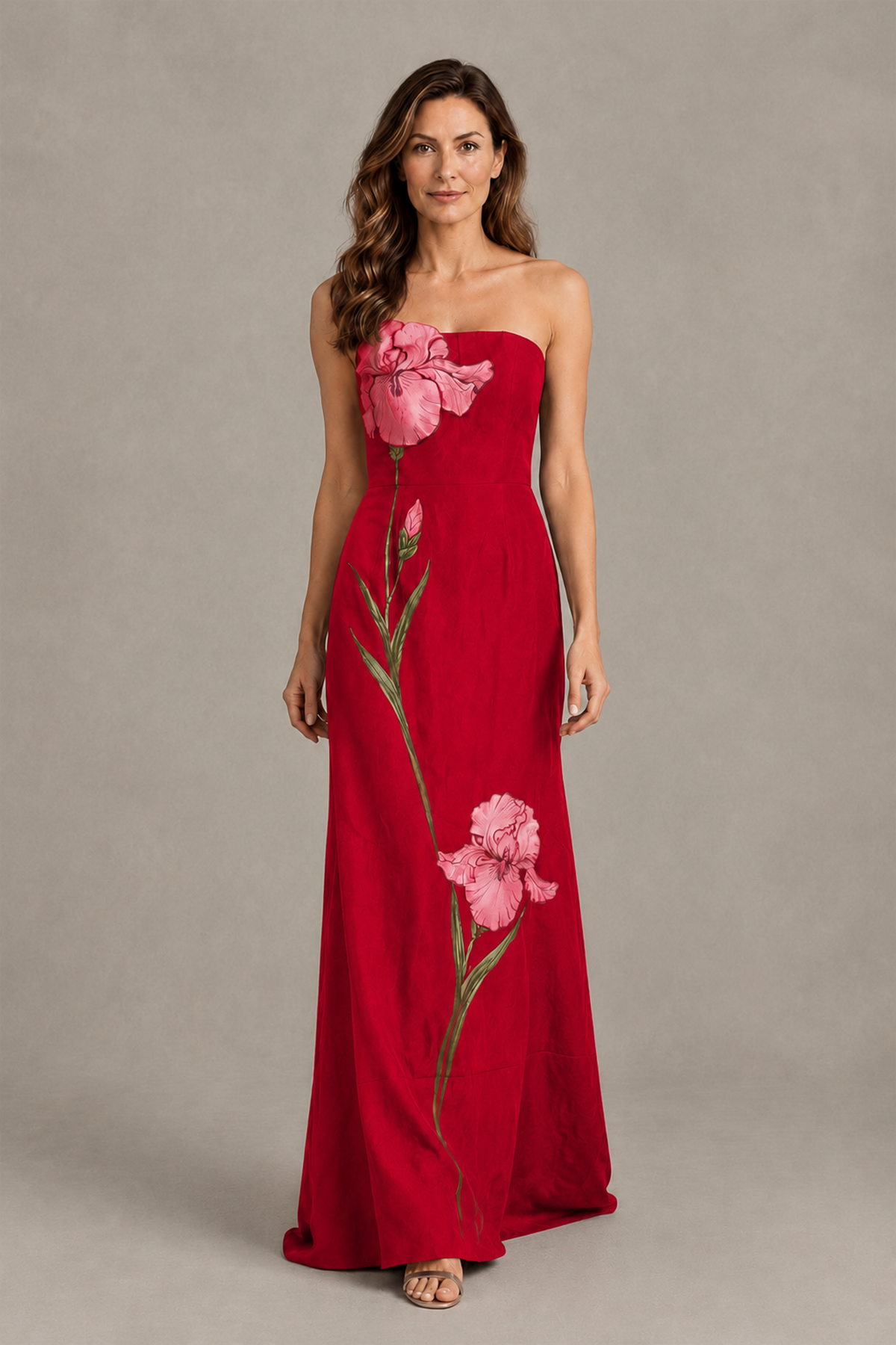 BOLODOO Red Strapless Floral Mother of the Bride Gown - Red - Red_04
