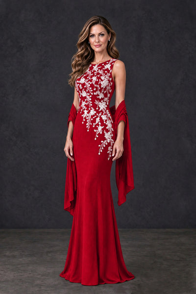 BOLODOO Red Floral Sleeveless Mother of the Bride Dress - Red - Red_1