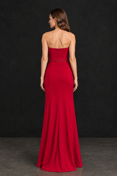 BOLODOO Red Strapless Mother of the Bride Dress with 3D Floral Appliques - Red - Red_2