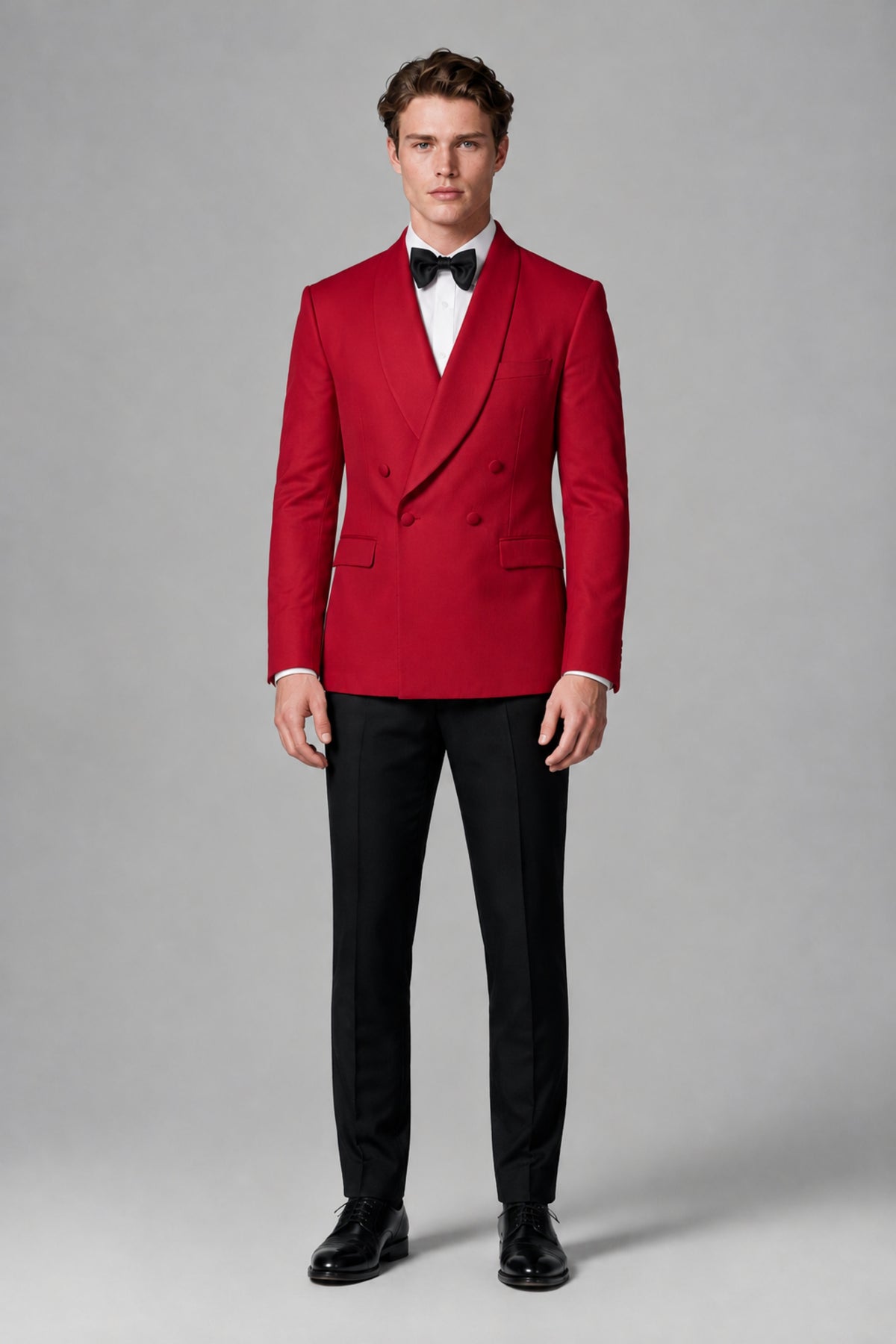 BOLODOO Men's Red Double-Breasted Tuxedo Blazer – Shawl Lapel Formal Suit Jacket - Red - Red_2