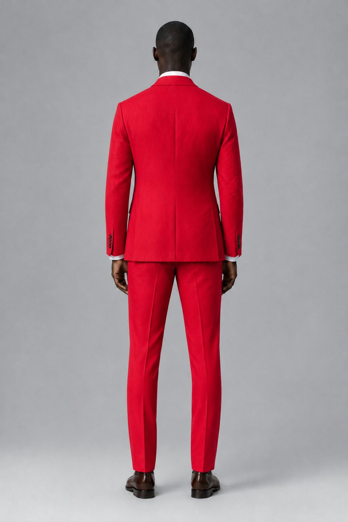 Men's Red Two-Piece Notch Lapel Suit - Red - Red_3