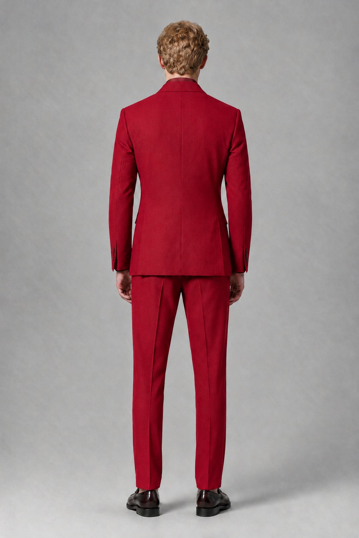 BOLODOO Men's Red Double-Breasted Two-Piece Suit – Jacket & Trousers - Red