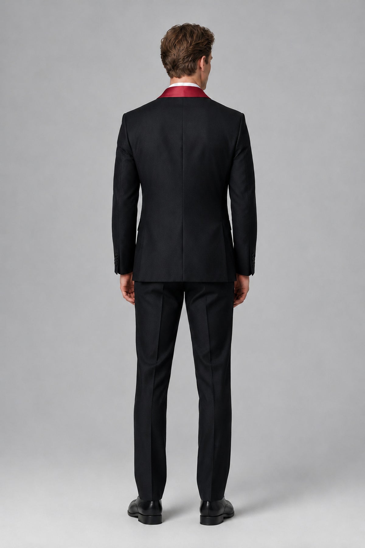 Bolodoo Men's Red 3-Piece Shawl Lapel Tuxedo Suit - Red - Red_3