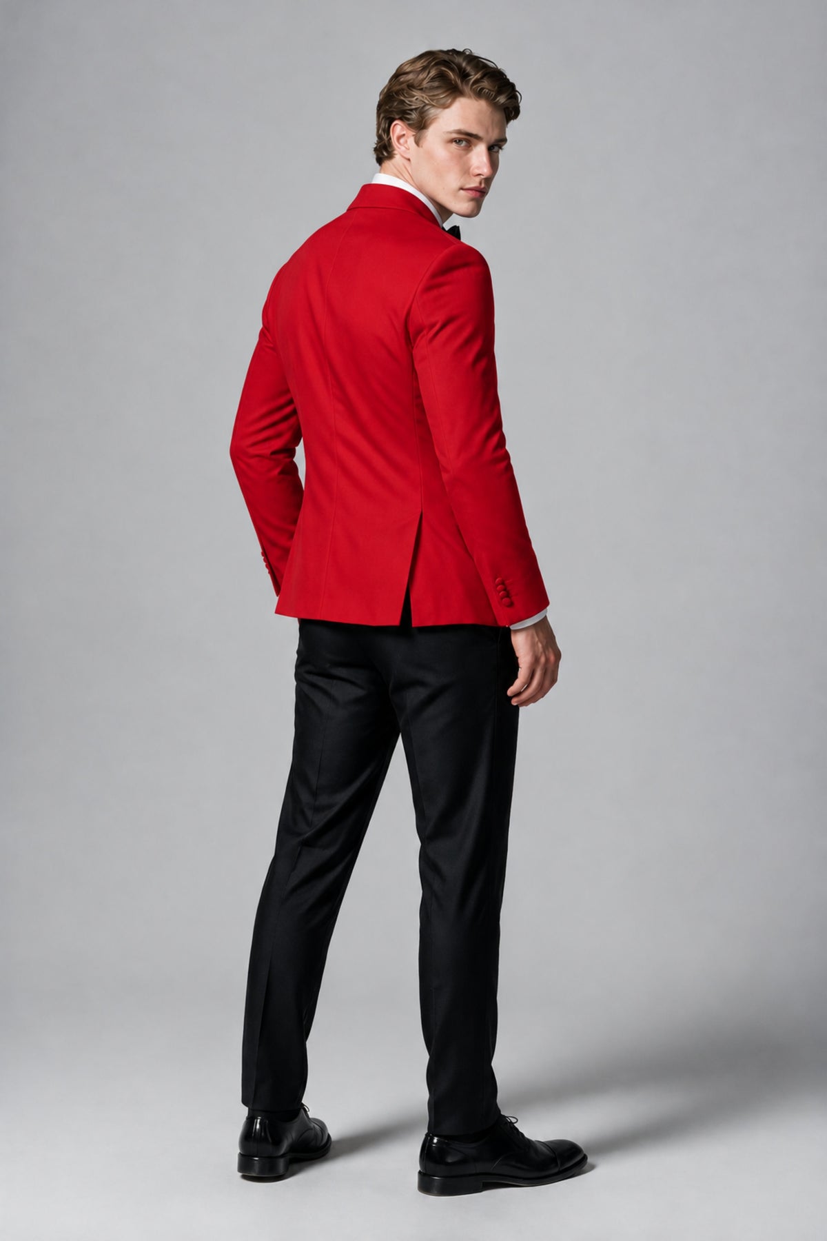 BOLODOO Men's Red Double-Breasted Tuxedo Blazer – Shawl Lapel Formal Suit Jacket - Red - Red_3