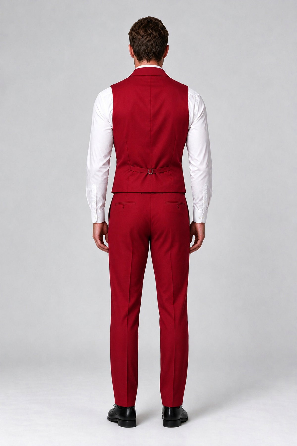 Bolodoo Men's Red Double-Breasted Vest and Pants 2-Piece Suit - Red - Red_3