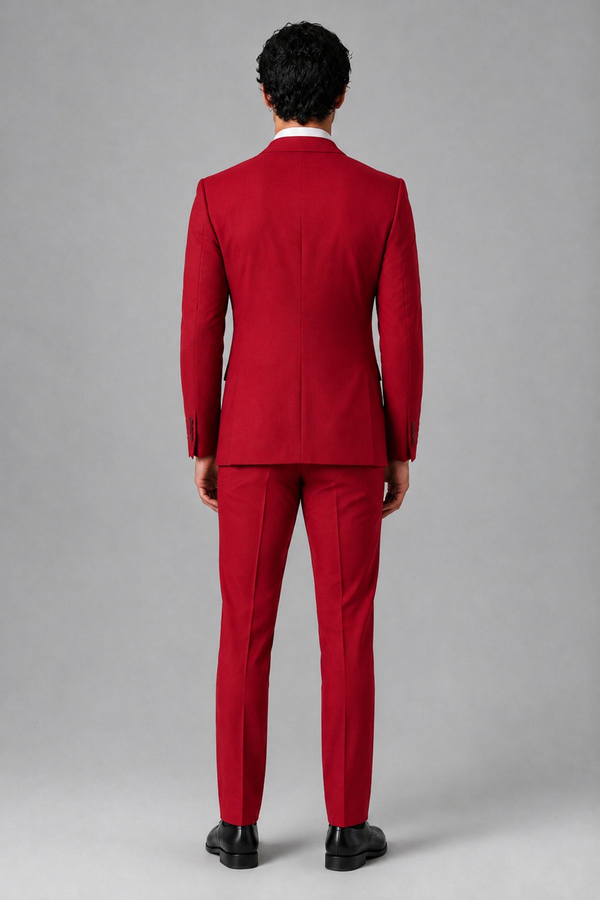 Bolodoo Men's Red 2-Piece Suit – Notch Lapel Jacket & Trousers - Red - Red_4