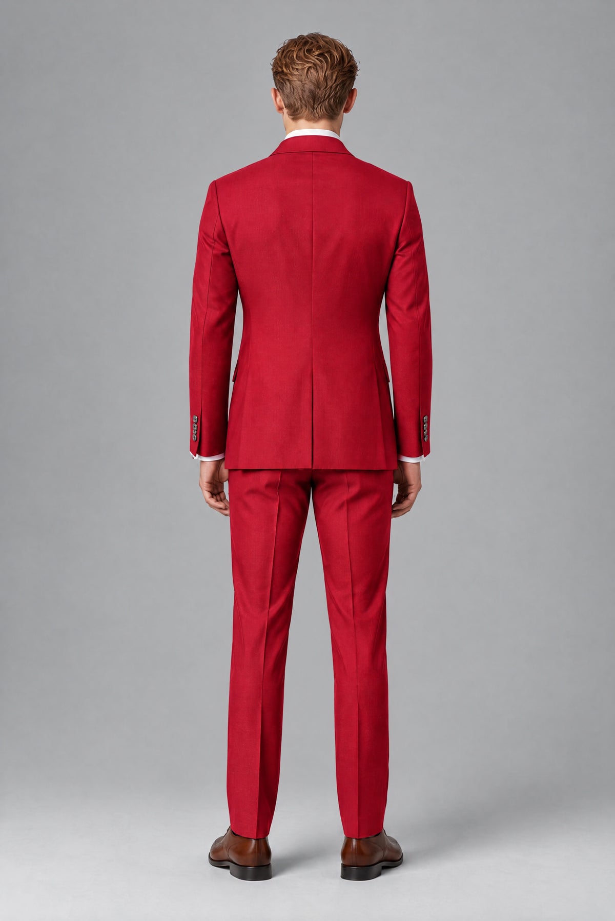 Bolodoo Men's Red Double-Breasted 2-Piece Wedding Suit - Red - Red(4)