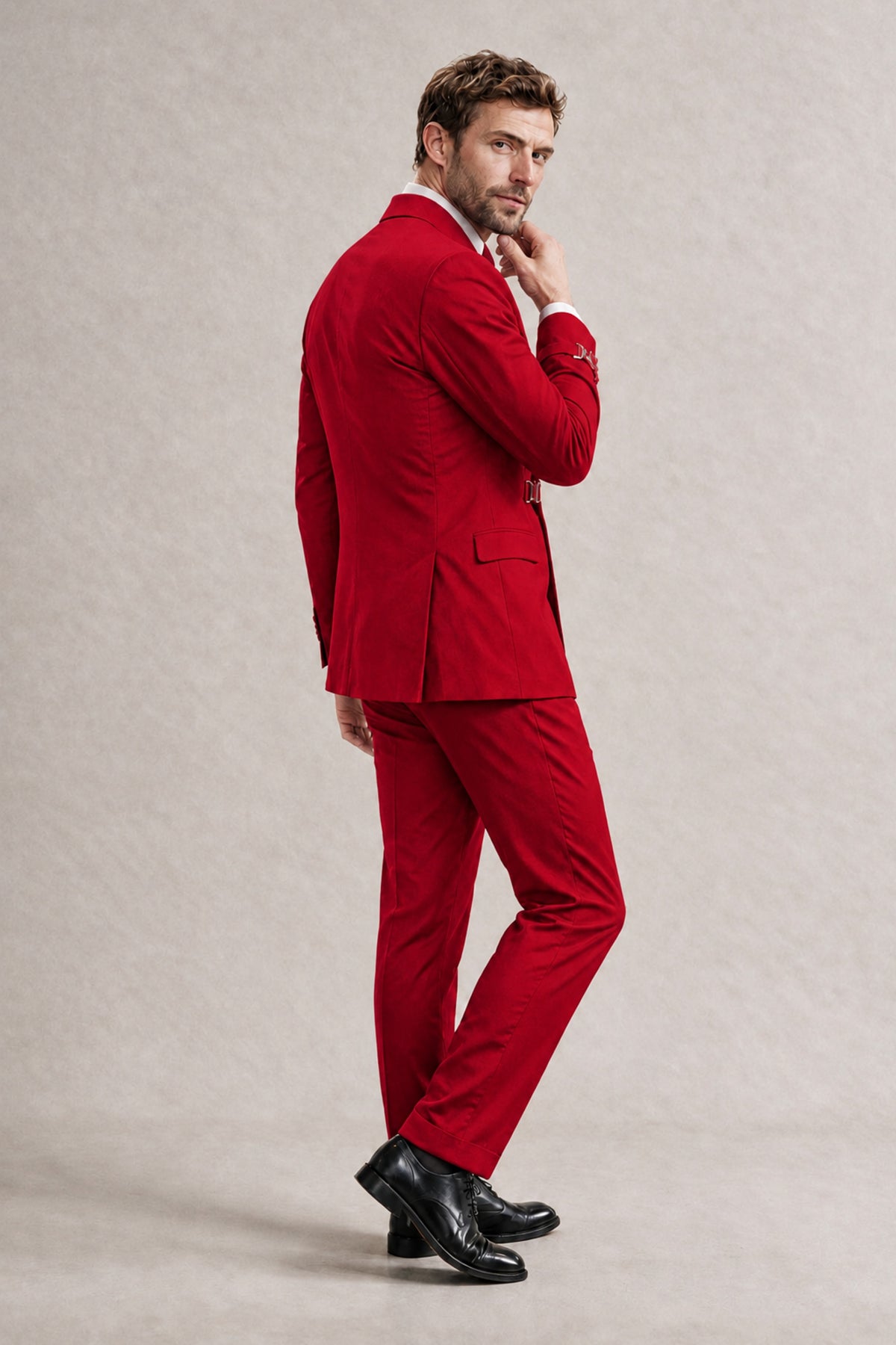 BOLODOO Men's Red Double-Breasted 2-Piece Suit Set – Blazer & Tailored Trousers - Red