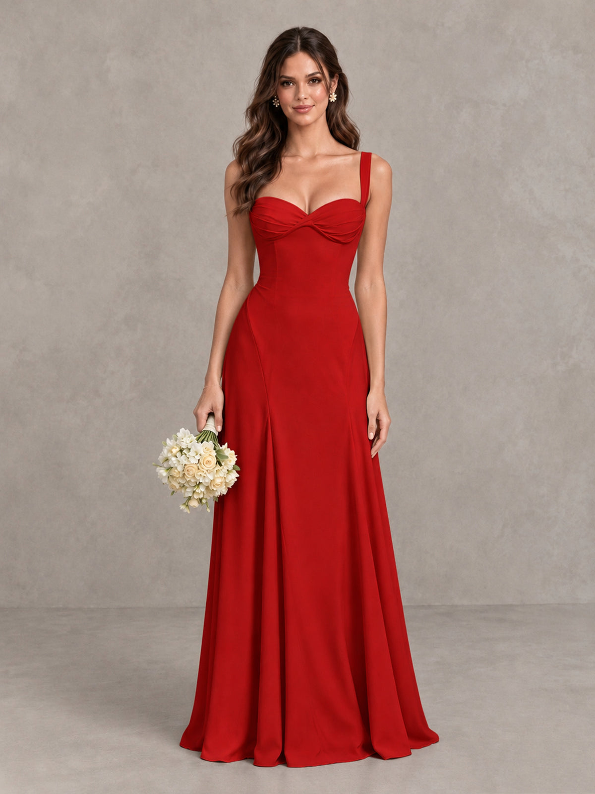 BOLODOO Red Sweetheart Lace-Up Back Bridesmaid Dress - Red - Red (1)