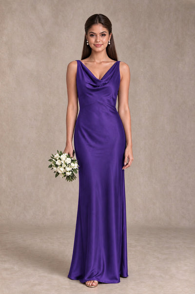 BOLODOO Regency Cowl Neck Open Back Satin Bridesmaid Dress - Regency - Regency_1