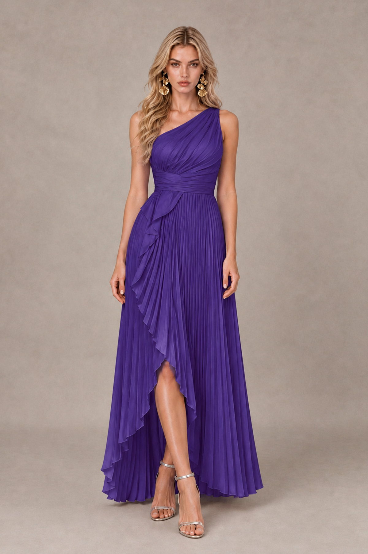 BOLODOO Regency One-Shoulder High-Low Ruffle Maxi Dress - Regency - Regency_1