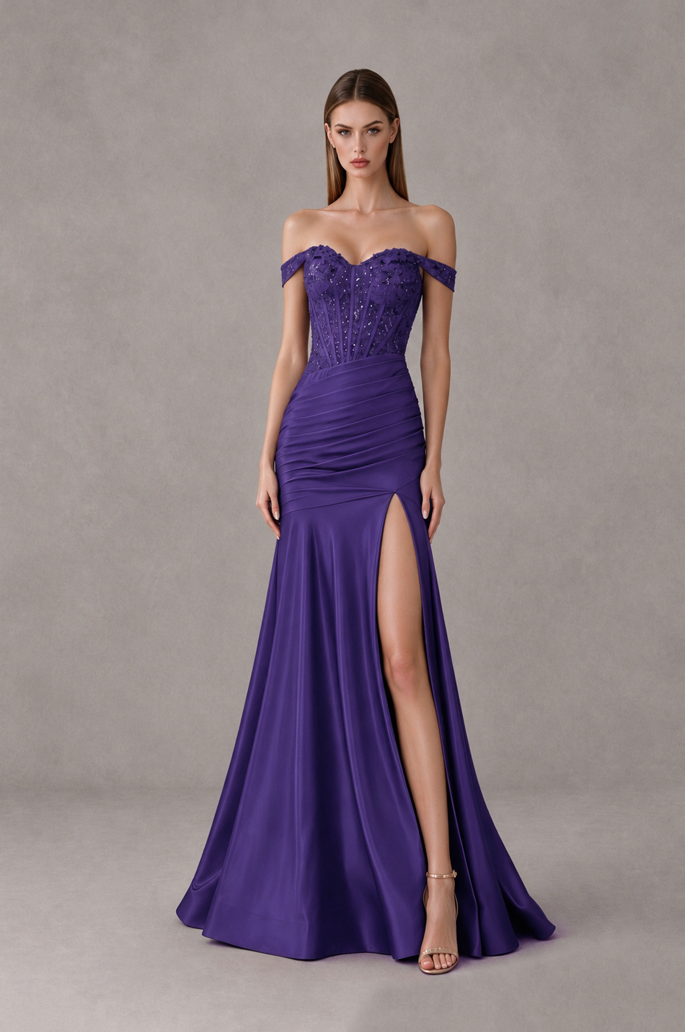 Regency Express Regency Off-Shoulder Mermaid Prom Dress with Slit | BOLODOO