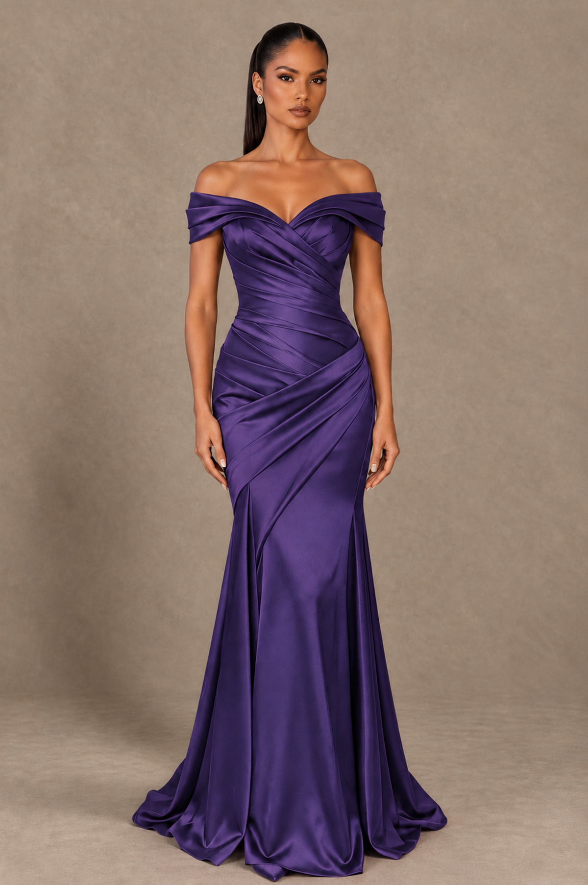 BOLODOO Regency Off-the-Shoulder Ruched Satin Mermaid Evening Dress - Regency - Regency_1