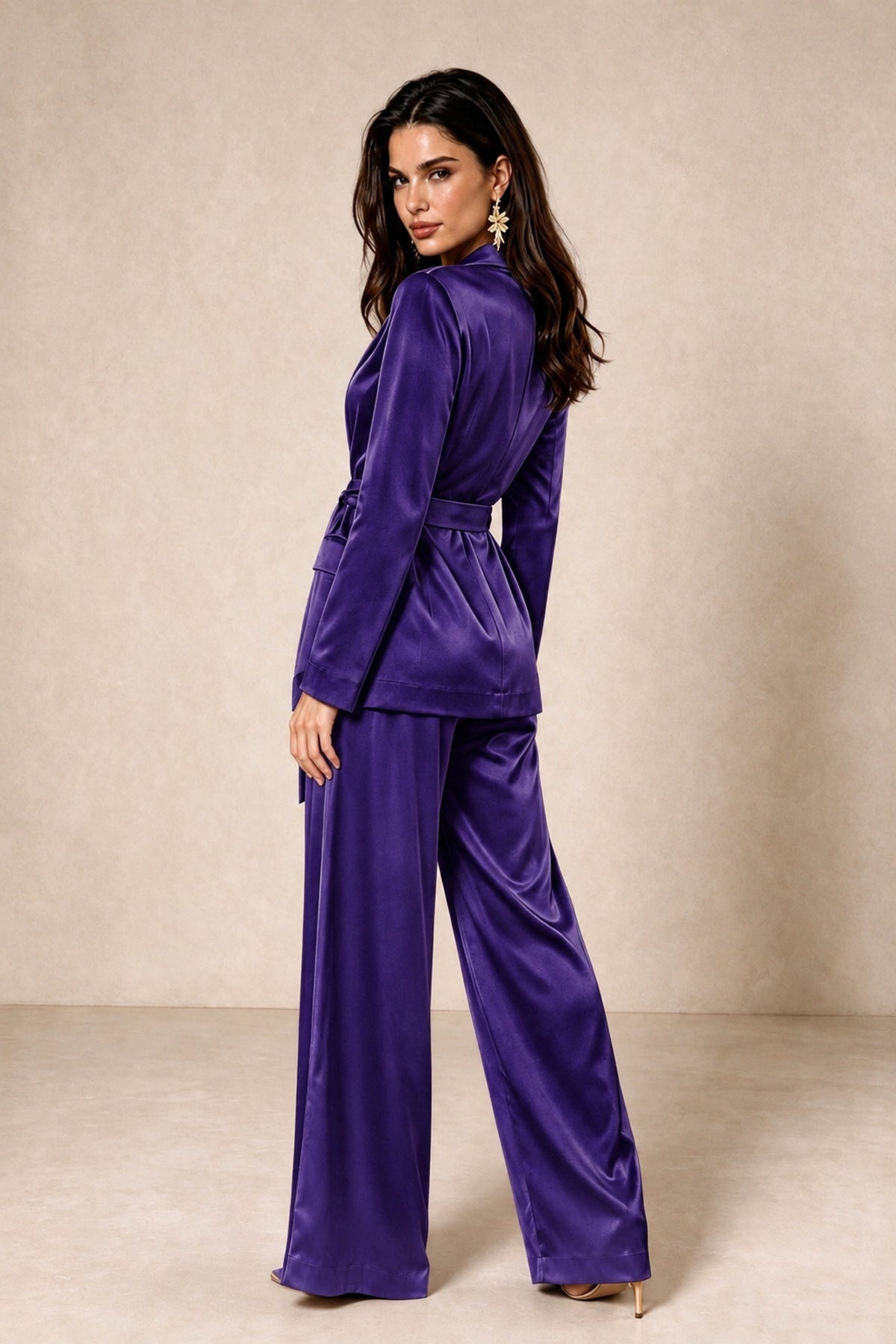 BOLODOO Regency Satin Wrap Blazer Wide-Leg Pants Two-Piece Suit Set – Evening Gala Wedding Guest - Regency - Regency_2