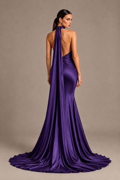 BOLODOO Regency One-Shoulder Satin Mermaid Evening Dress with Scarf - Regency - Regency_2