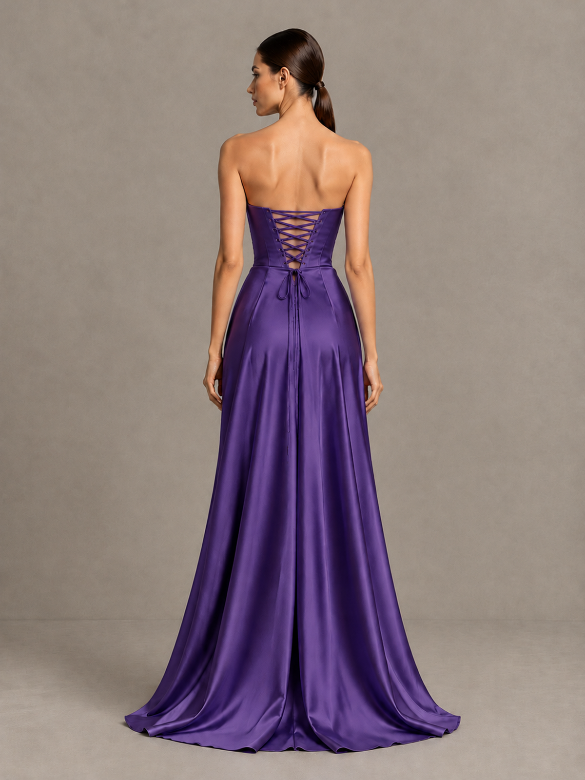 BOLODOO Regency Strapless Satin High-Slit Lace-Up Prom Dress - Regency - Regency_2