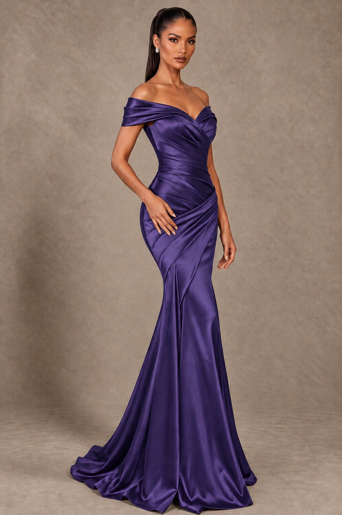BOLODOO Regency Off-the-Shoulder Ruched Satin Mermaid Evening Dress - Regency - Regency_2