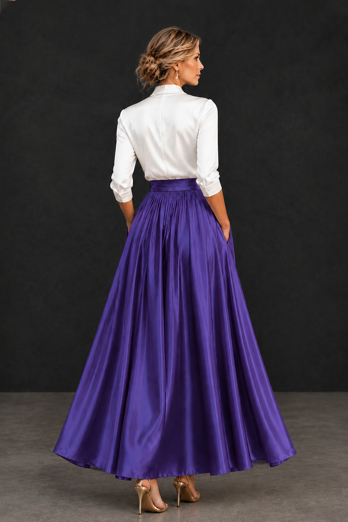 BOLODOO Regency and White V-Neck A-Line Mother of the Bride Dress - Regency - Regency_2