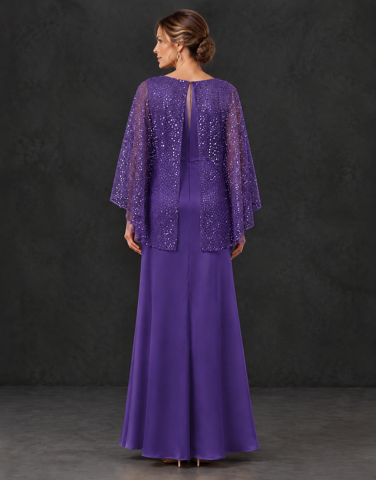 BOLODOO Regency Sparkle Cape Sleeve Mother of the Bride Dress - Regency - Regency_2