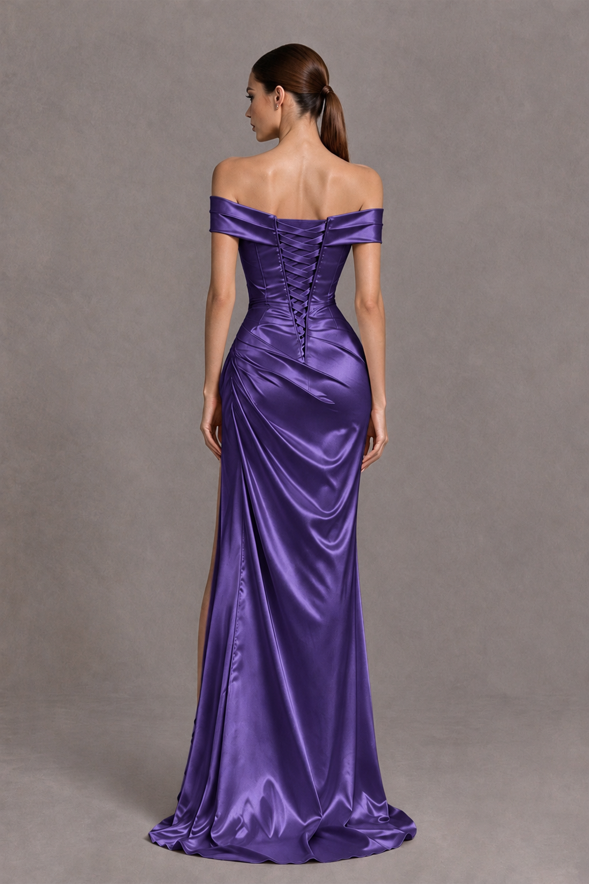 BOLODOO Regency Off-the-Shoulder Ruched Satin Prom & Evening Dress with High Slit - Regency - Regency_2