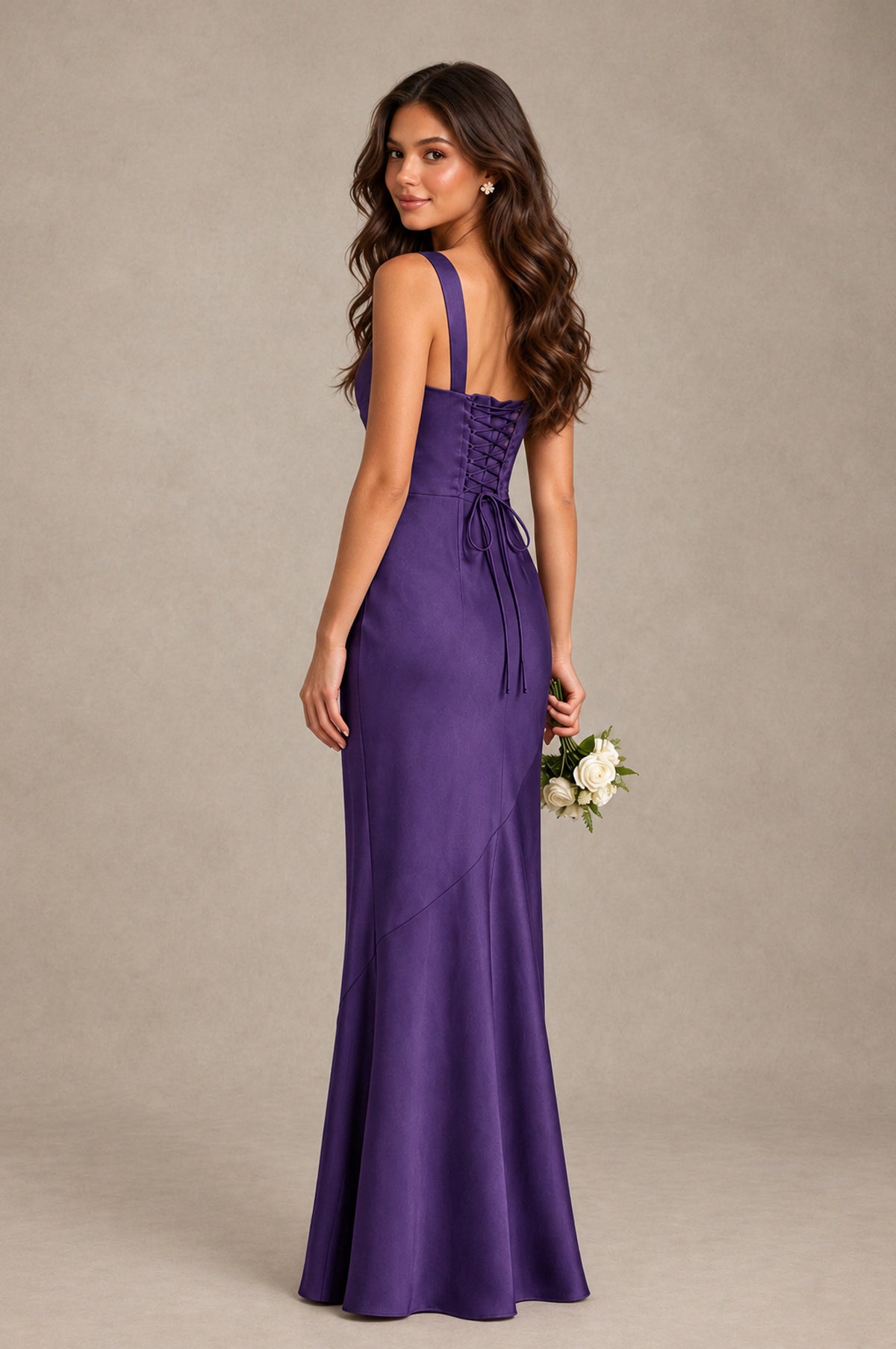 BOLODOO Regency Square Neck Ruched Satin Lace-Up Bridesmaid Dress - Regency - Regency_2