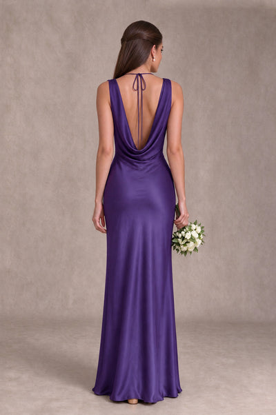 BOLODOO Regency Cowl Neck Open Back Satin Bridesmaid Dress - Regency - Regency_2