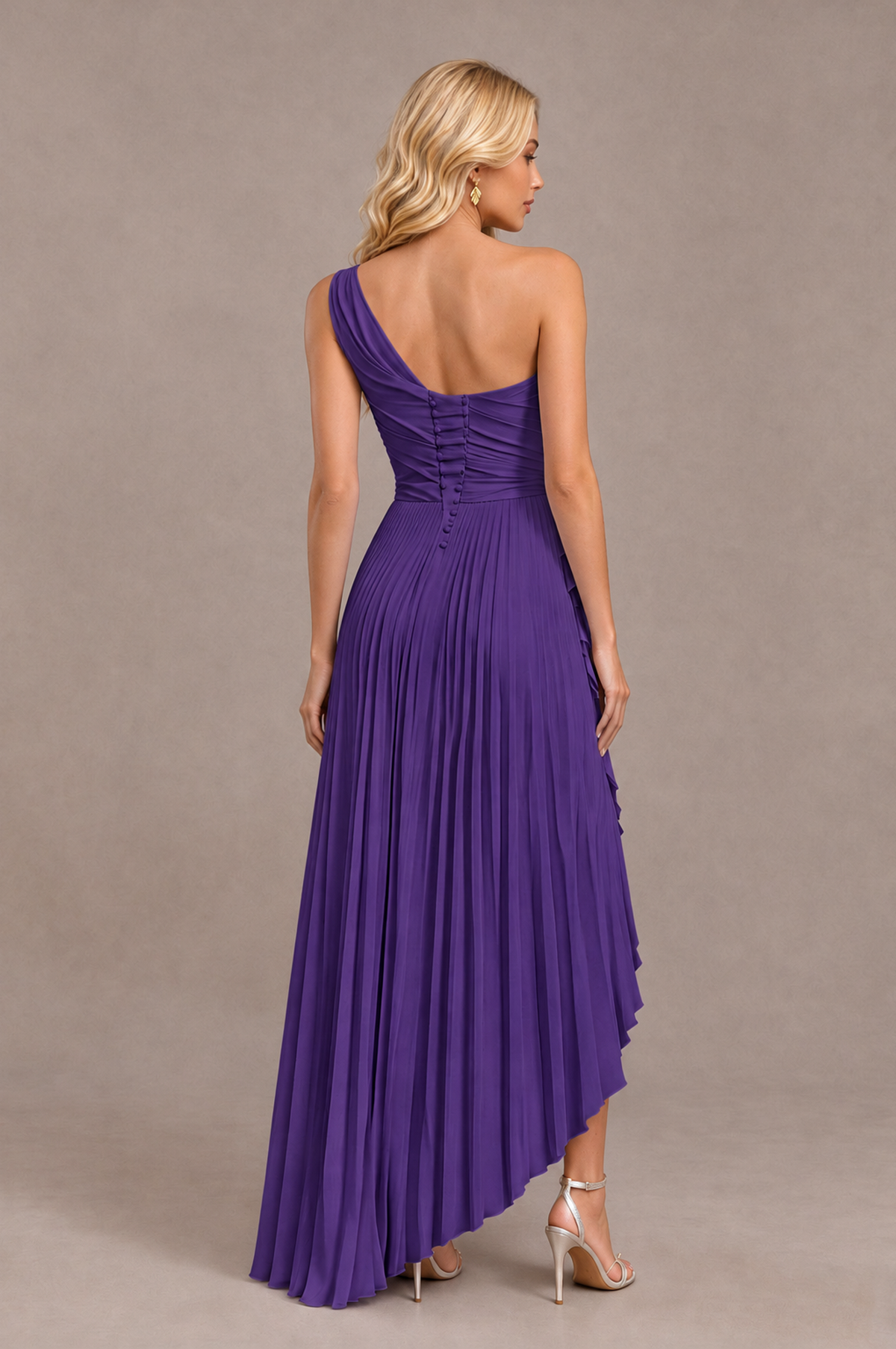 BOLODOO Regency One-Shoulder High-Low Ruffle Maxi Dress - Regency - Regency_2