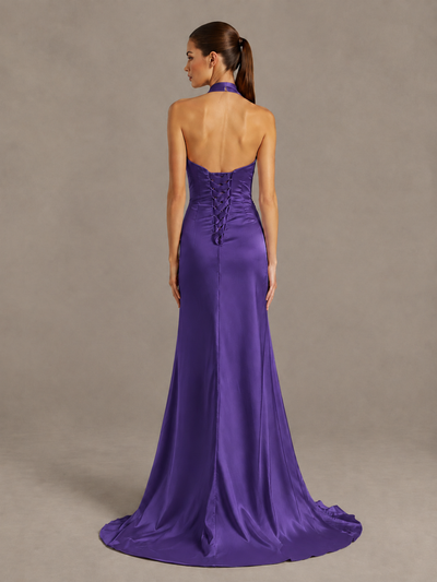 BOLODOO Regency Halter Satin Evening & Prom Dress with High Slit - Regency - Regency_2