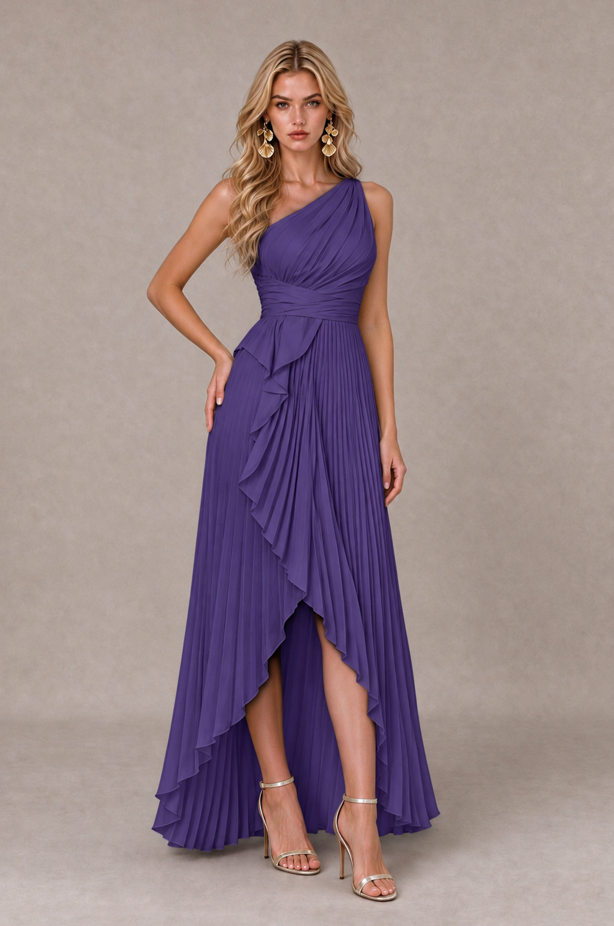 BOLODOO Regency One-Shoulder High-Low Ruffle Maxi Dress - Regency - Regency_3