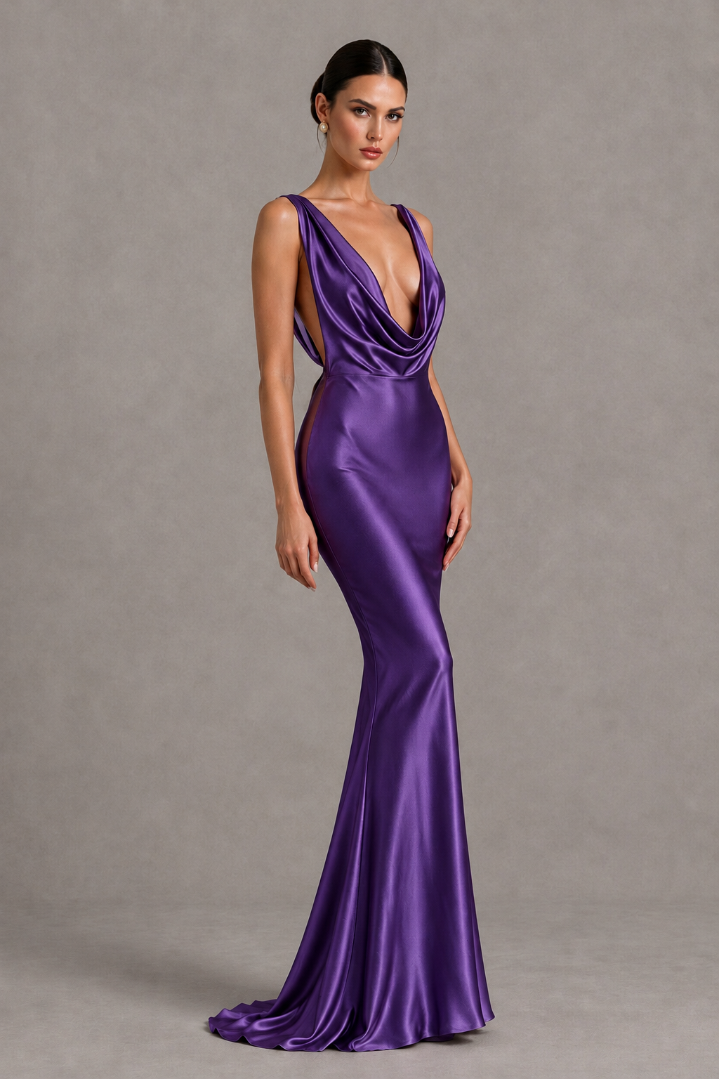 BOLODOO Regency Cowl Neck Backless Satin Mermaid Evening Dress - Regency - Regency_3