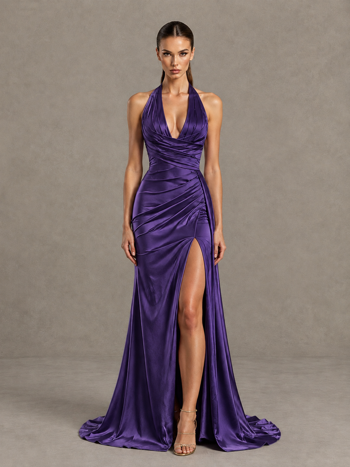 BOLODOO Regency Halter Satin Evening & Prom Dress with High Slit - Regency - Regency_3