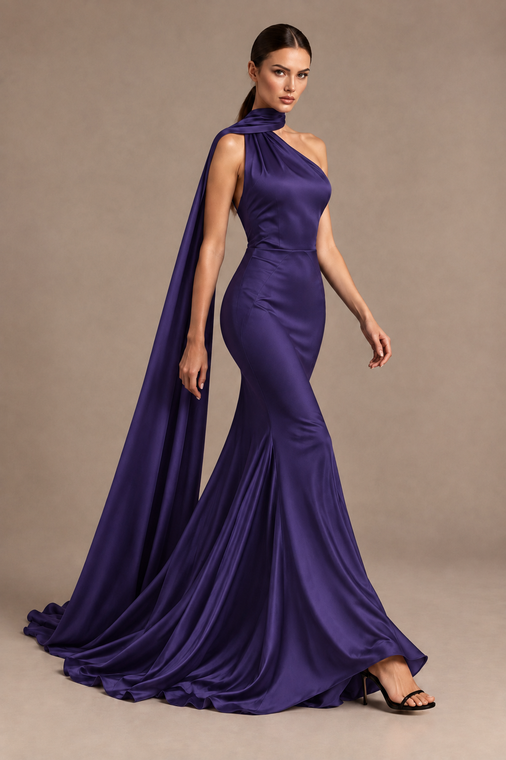 BOLODOO Regency One-Shoulder Satin Mermaid Evening Dress with Scarf - Regency - Regency_4