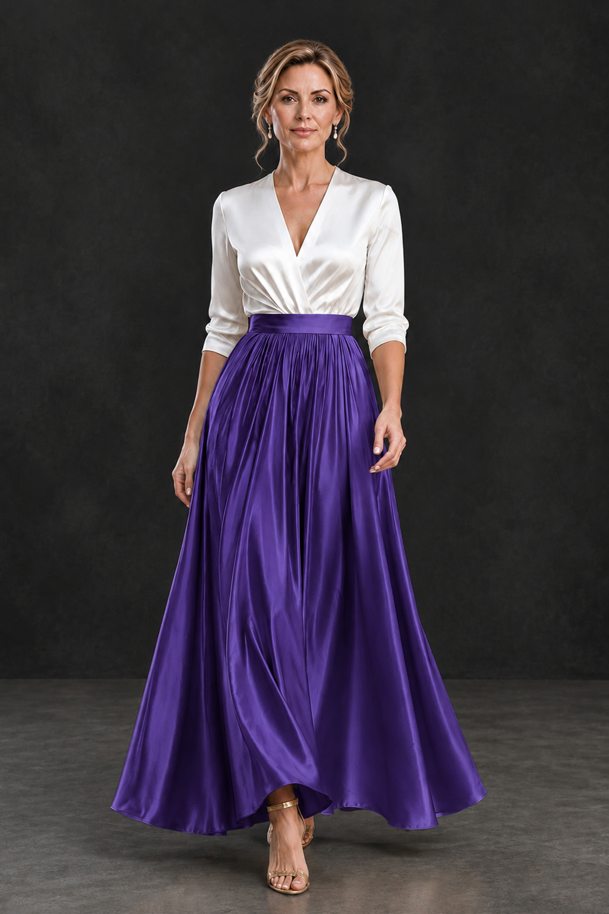 BOLODOO Regency and White V-Neck A-Line Mother of the Bride Dress - Regency - Regency_4