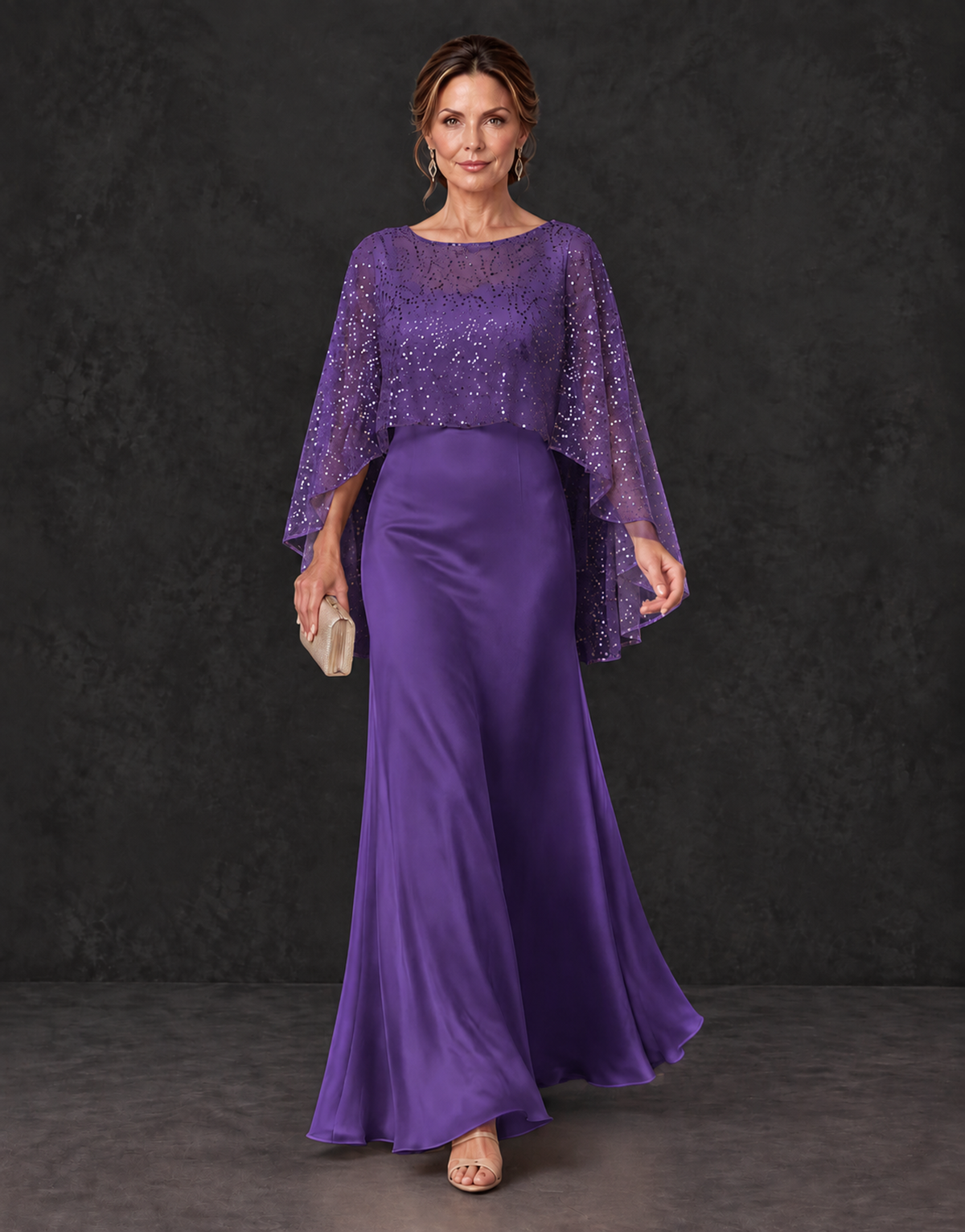 BOLODOO Regency Sparkle Cape Sleeve Mother of the Bride Dress - Regency - Regency_4