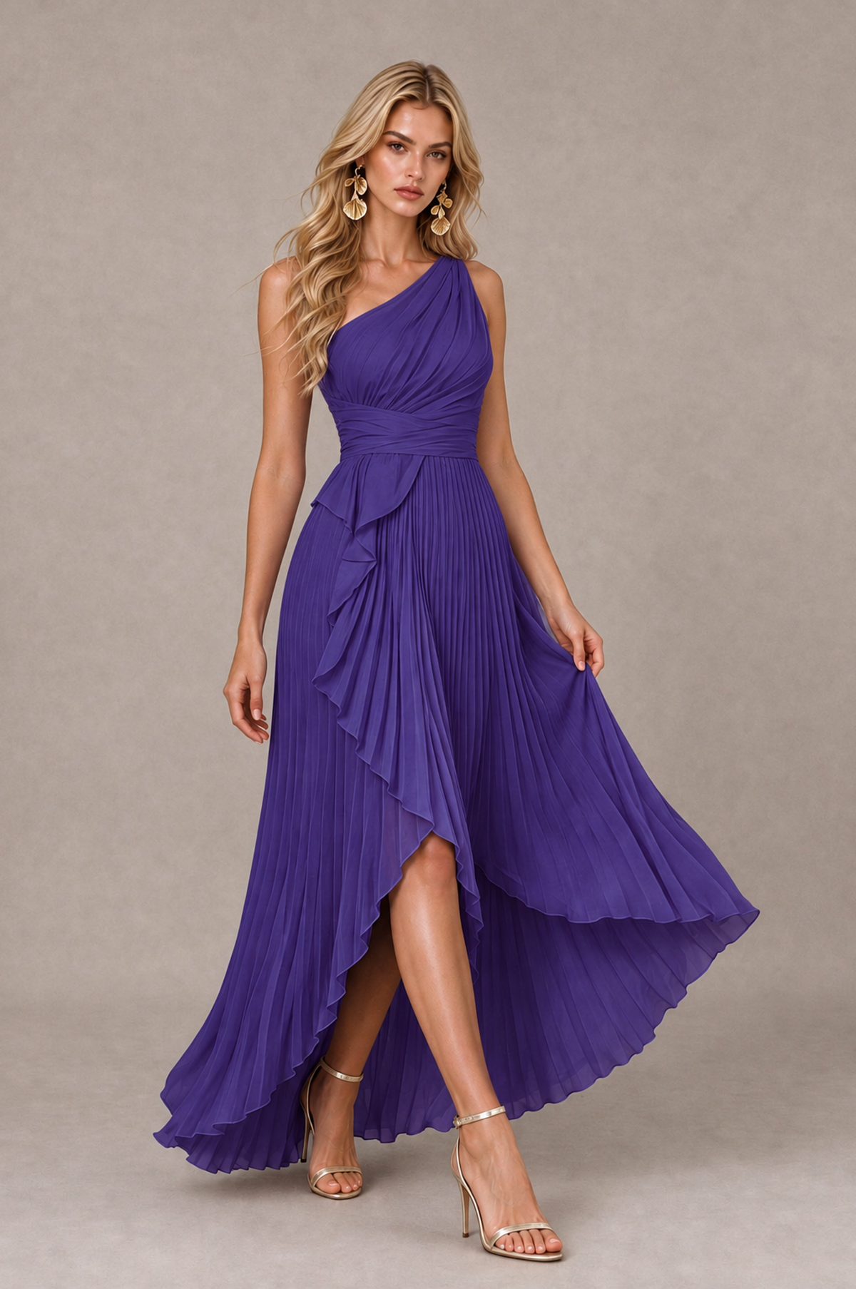 BOLODOO Regency One-Shoulder High-Low Ruffle Maxi Dress - Regency - Regency_4