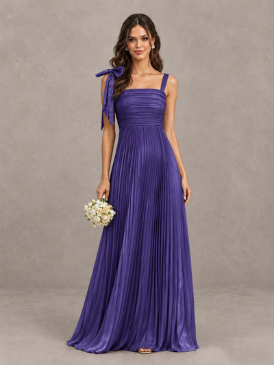 BOLODOO Regency Pleated Bow-Strap Bridesmaid Maxi Dress - Regency - Regency (1)